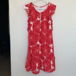 J. Crew Red Starburst Flounce Sleeve Dress